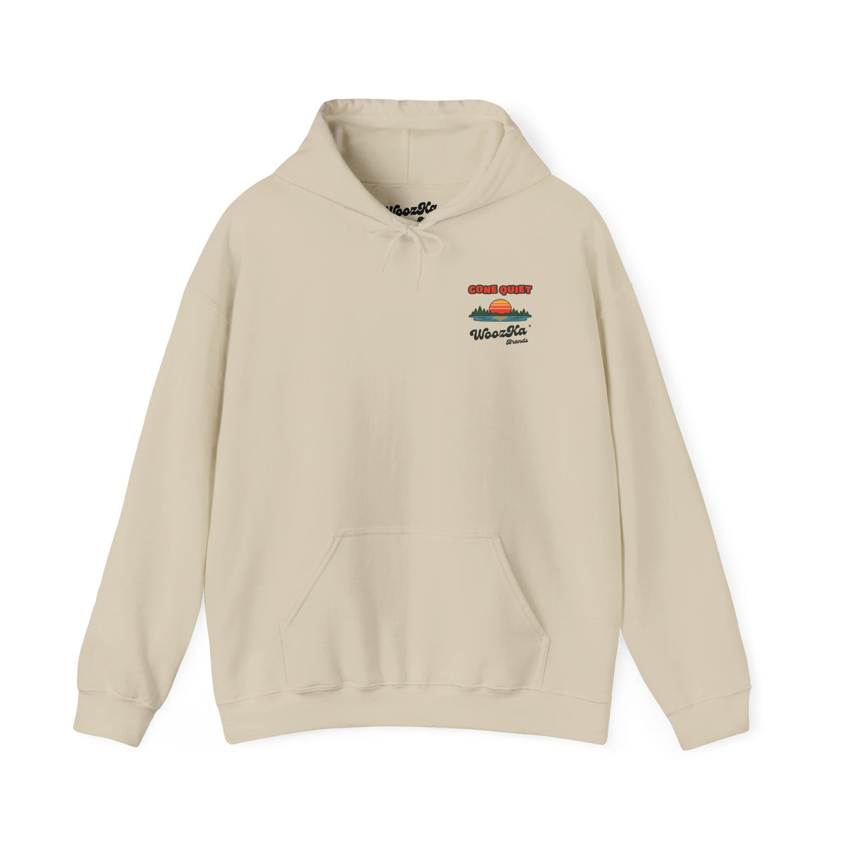 WoozKa Brands Retro Sunset Lake Hoodie, Nature Outdoors Wide Back Print