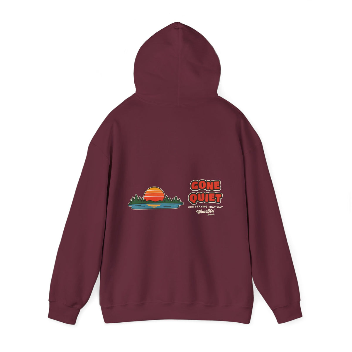 WoozKa Brands Retro Sunset Lake Hoodie, Nature Outdoors Wide Back Print