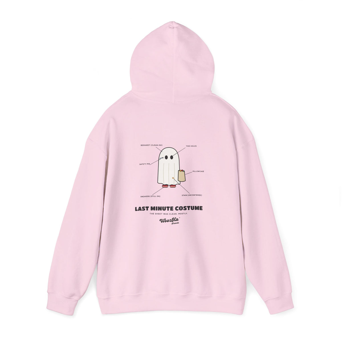 WoozKa Brands Lazy Halloween Costume Hoodie, Funny Ghost Sheet Back Print