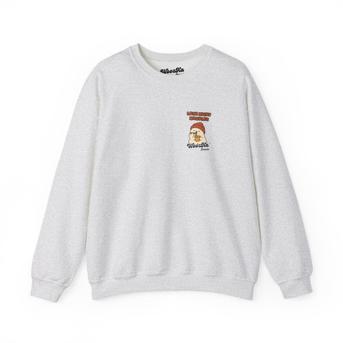WoozKa Brands Late Night Noodles Ghost Crewneck Sweatshirt, Two-Sided
