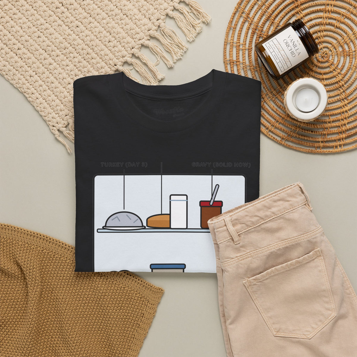 WoozKa Brands Funny Thanksgiving Leftovers T-Shirt, Turkey Pie Front Print