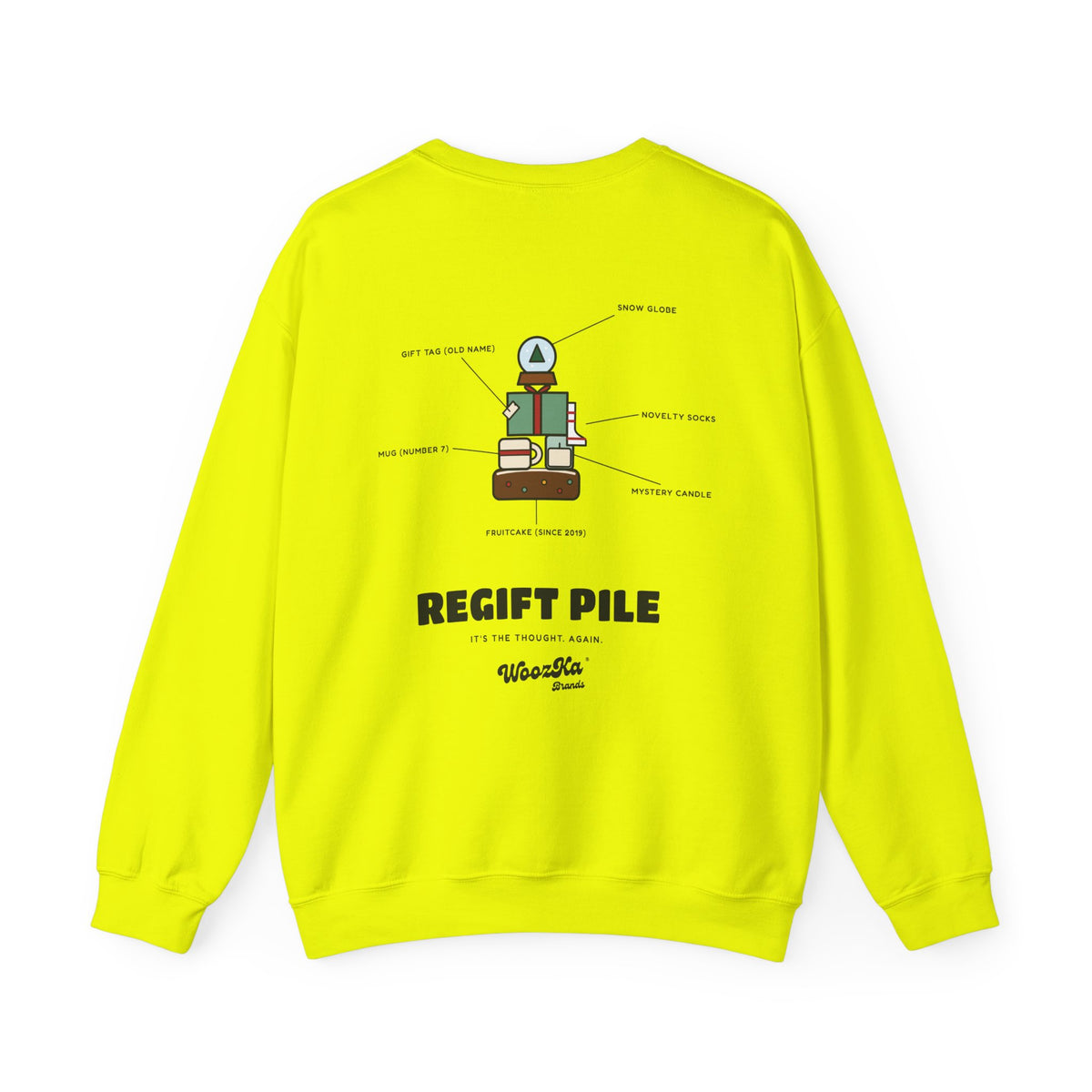 WoozKa Brands Funny Christmas Sweatshirt, Regift Office Party Back Print