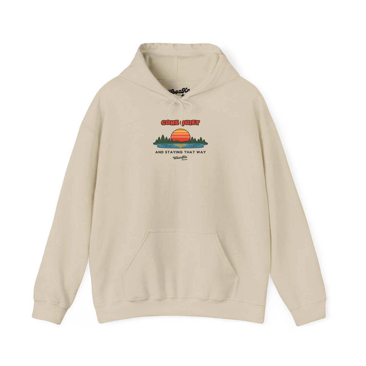 WoozKa Brands Retro Sunset Lake Hoodie, Nature Outdoors Pine Front Print