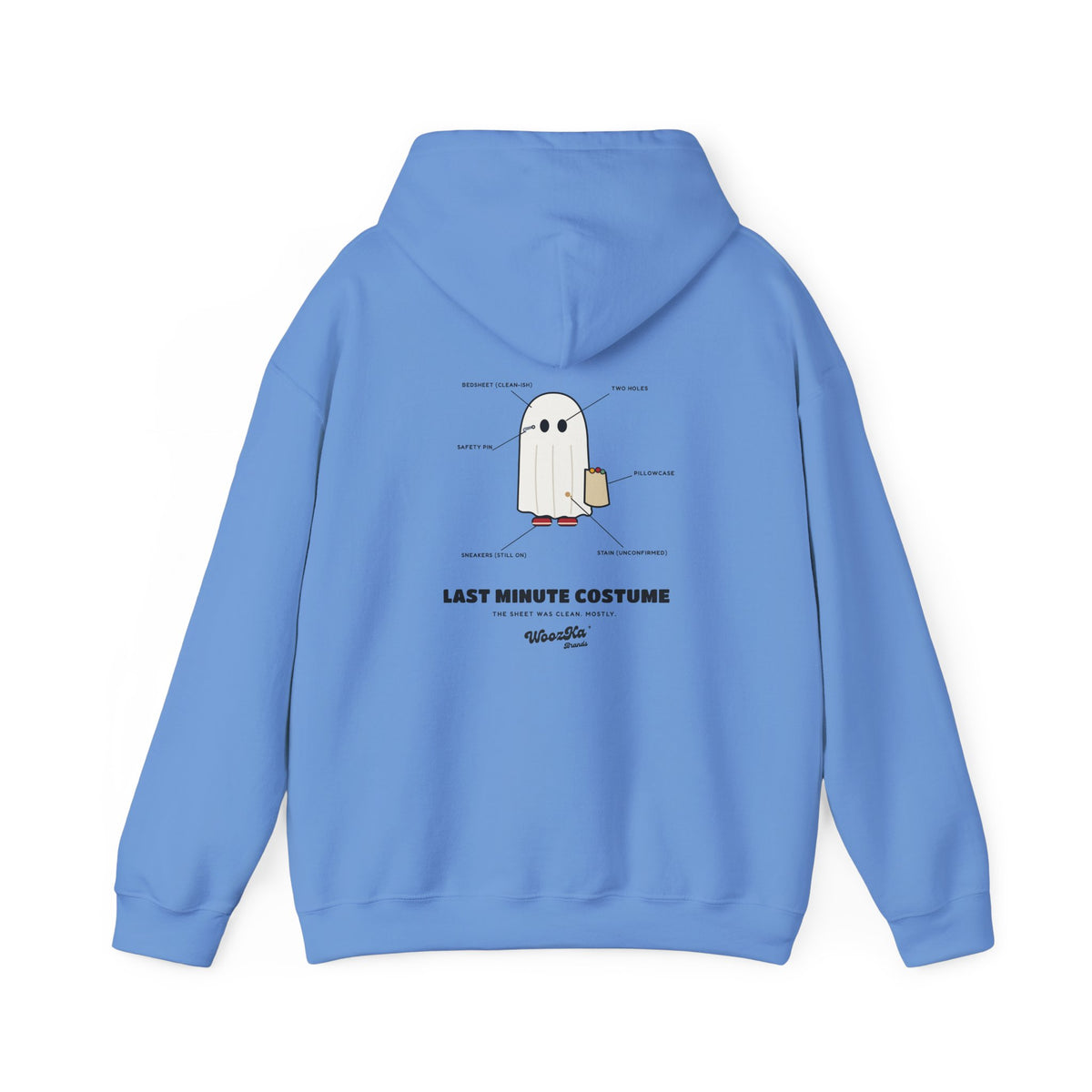 WoozKa Brands Lazy Halloween Costume Hoodie, Funny Ghost Sheet Back Print