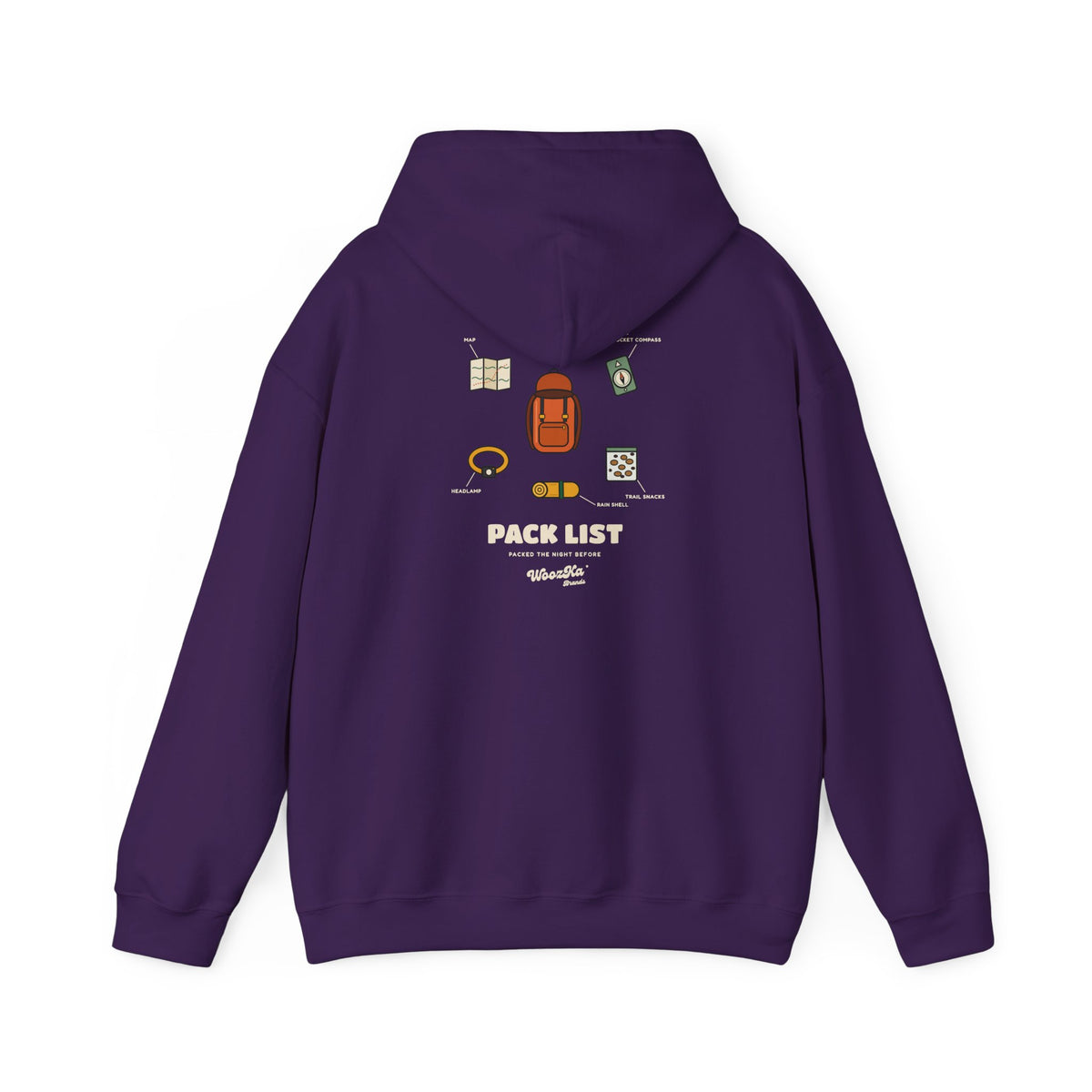 WoozKa Brands Hiking Hoodie, Backpacking Gear List Back Print