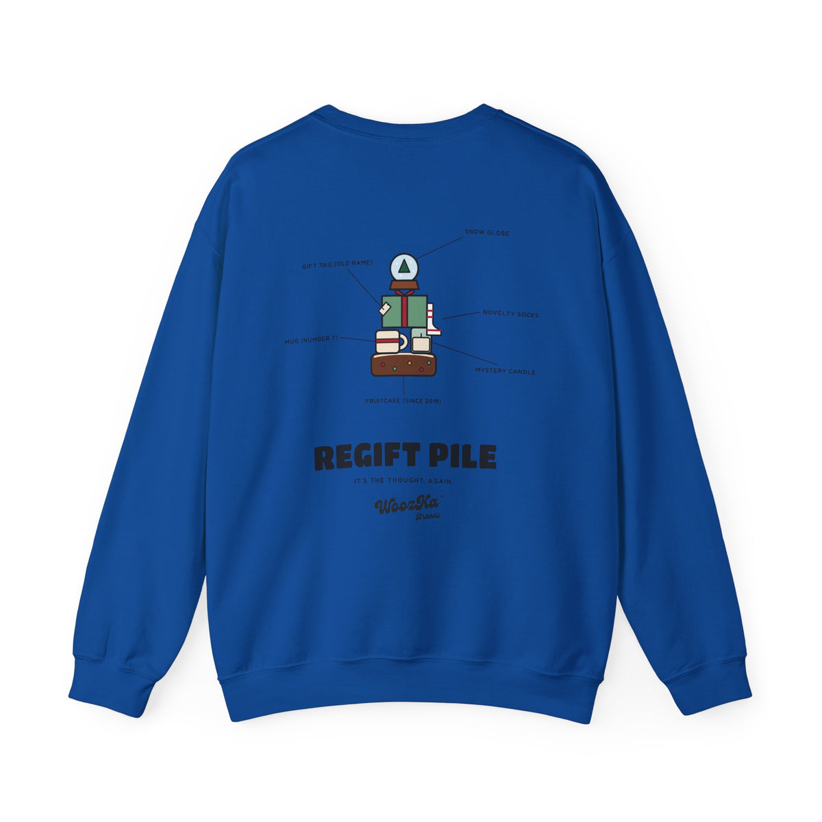 WoozKa Brands Funny Christmas Sweatshirt, Regift Office Party Back Print