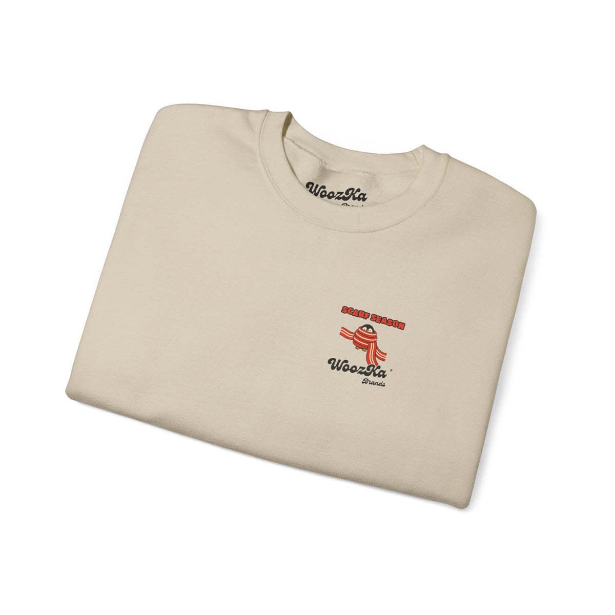 WoozKa Brands Scarf Season Penguin Crewneck Sweatshirt, Two-Sided Graphic
