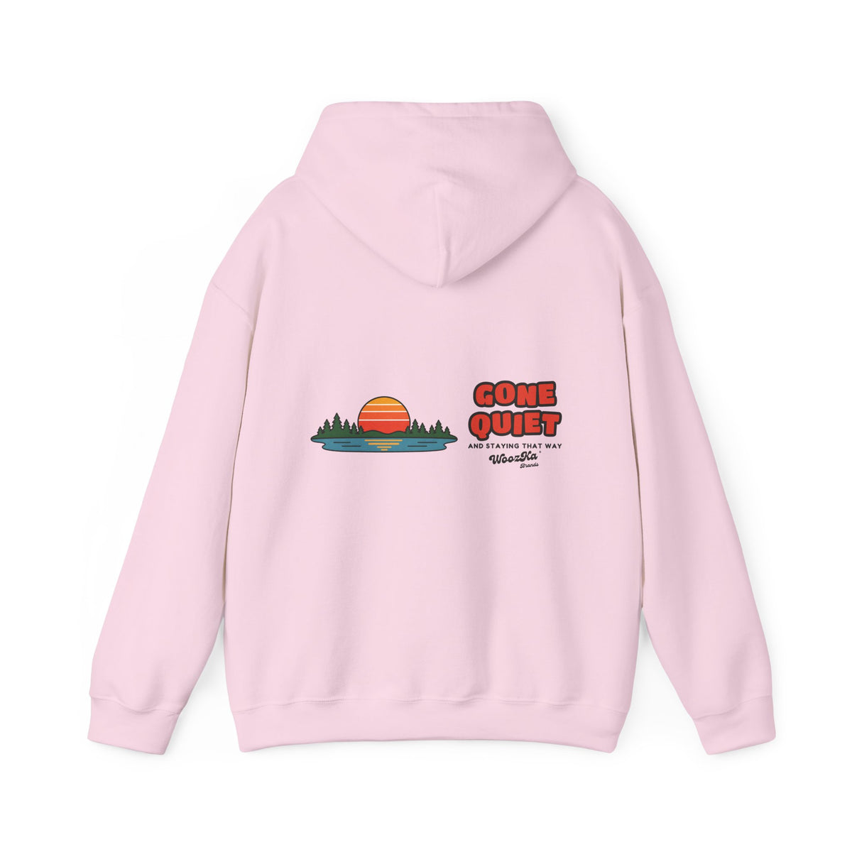 WoozKa Brands Retro Sunset Lake Hoodie, Nature Outdoors Wide Back Print