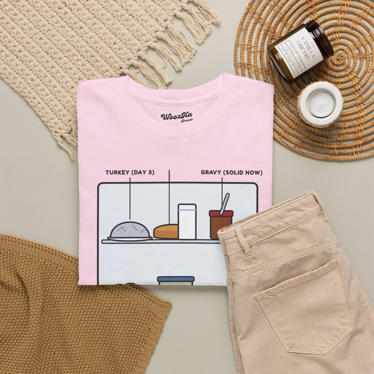 WoozKa Brands Funny Thanksgiving Leftovers T-Shirt, Turkey Pie Front Print