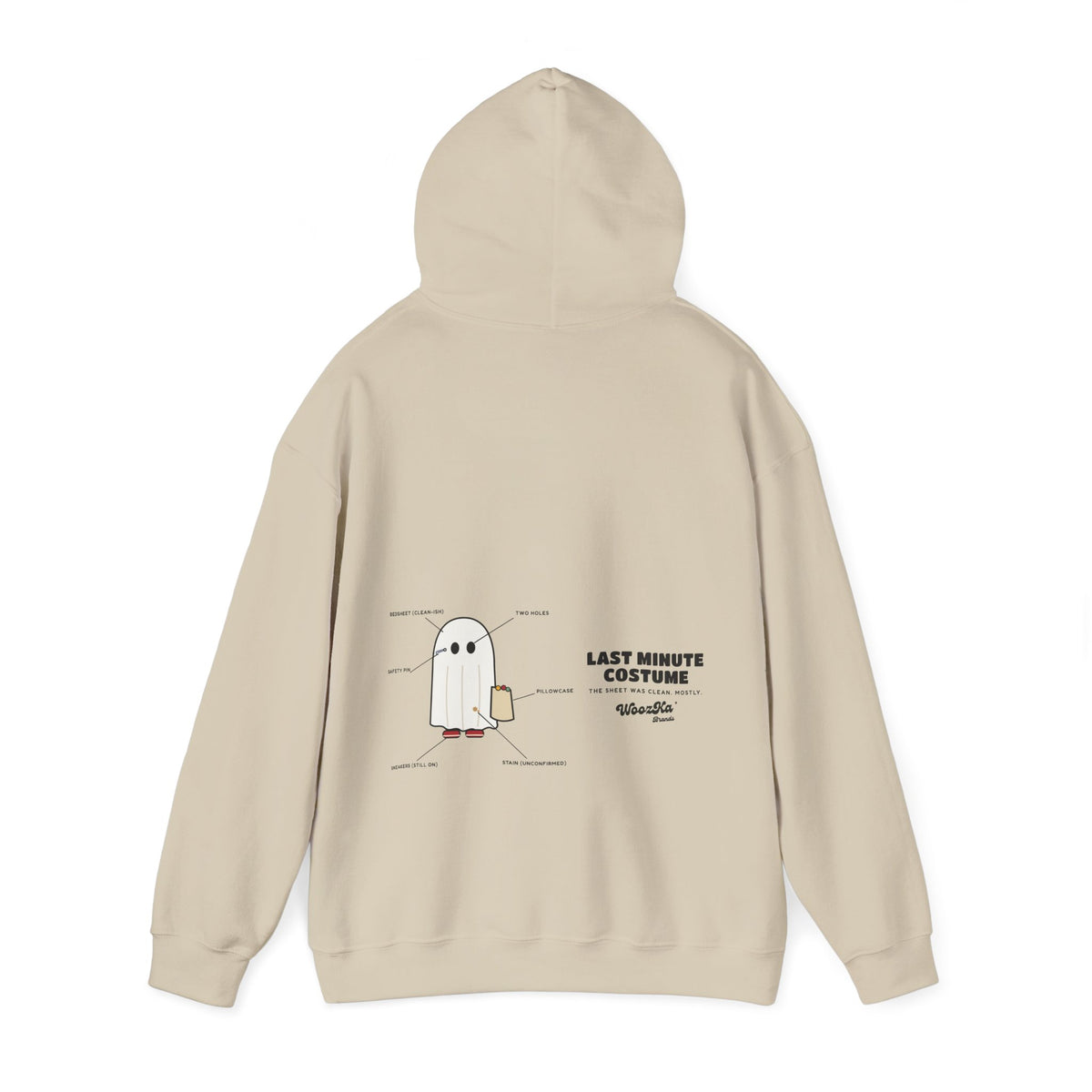 WoozKa Brands Lazy Halloween Costume Hoodie, Funny Ghost Wide Back Print