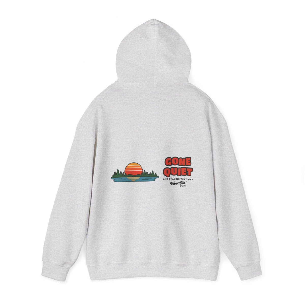 WoozKa Brands Retro Sunset Lake Hoodie, Nature Outdoors Wide Back Print