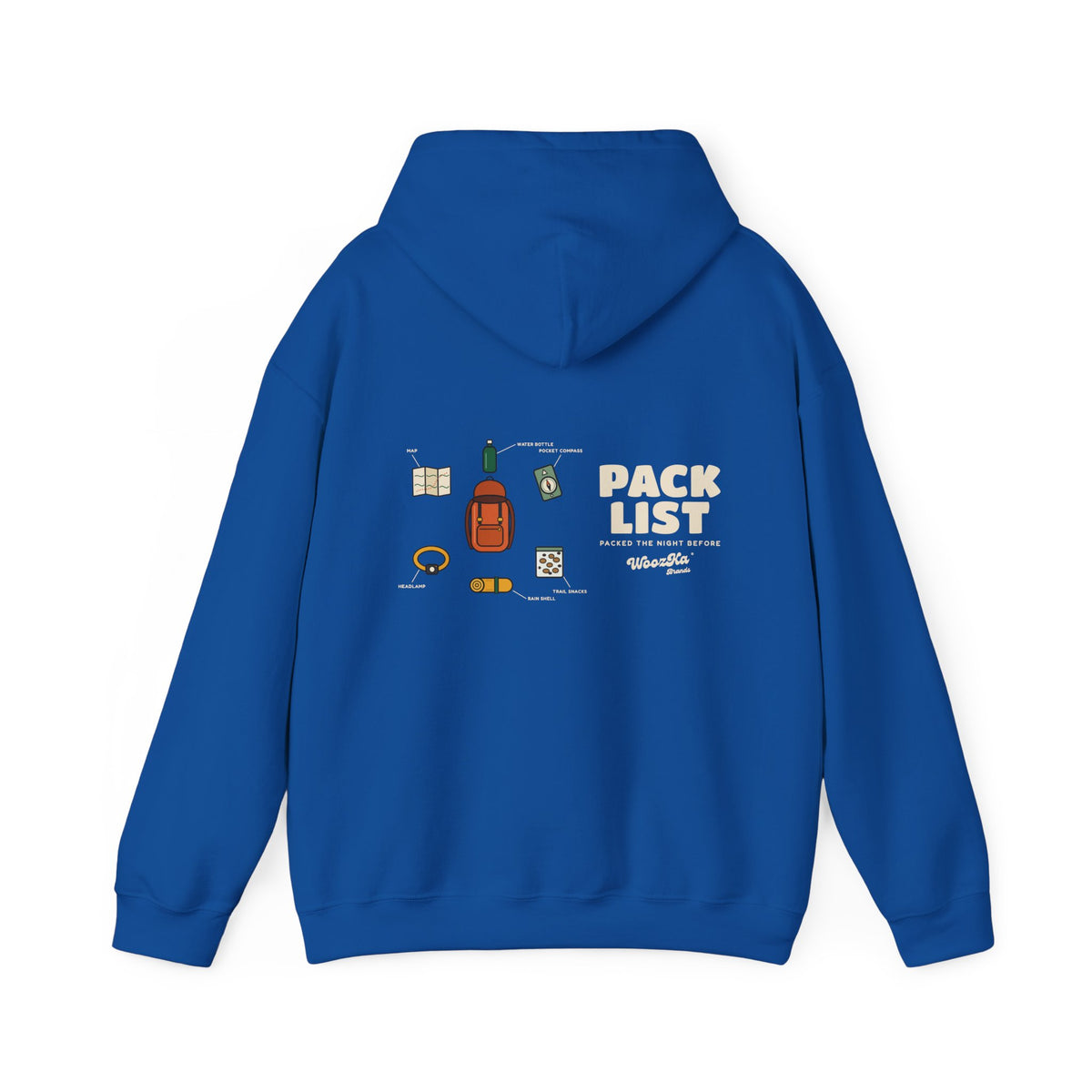 WoozKa Brands Hiking Hoodie, Backpacking Gear List Wide Back Print