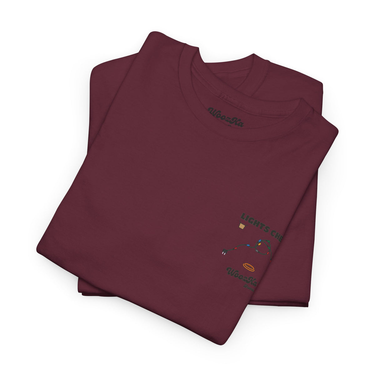 WoozKa Brands Christmas Lights T-Shirt, Funny Holiday Decorating Back Print