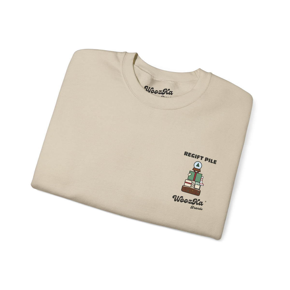 WoozKa Brands Funny Christmas Sweatshirt, Regift Office Party Back Print