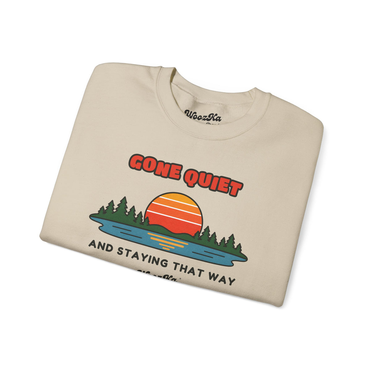 WoozKa Brands Retro Sunset Lake Sweatshirt, Nature Outdoors Front Print