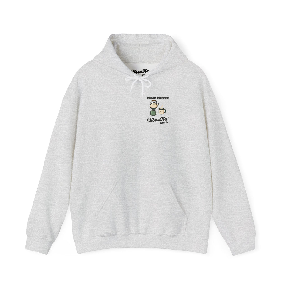 WoozKa Brands Camp Coffee Camping Hoodie, Wide Back Graphic