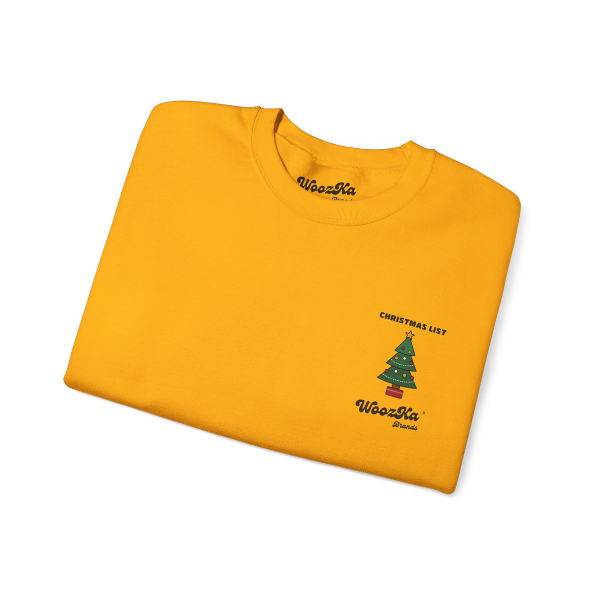 WoozKa Brands Cute Christmas Tree Sweatshirt, Holiday List Back Print