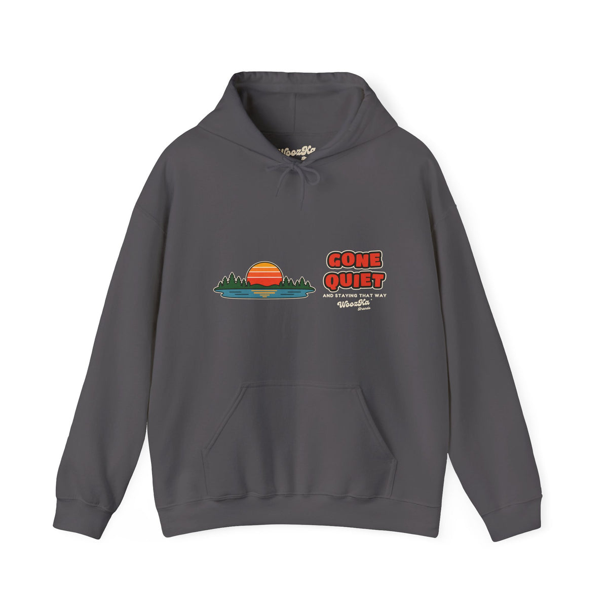 WoozKa Brands Retro Sunset Lake Hoodie, Nature Outdoors Wide Front Print
