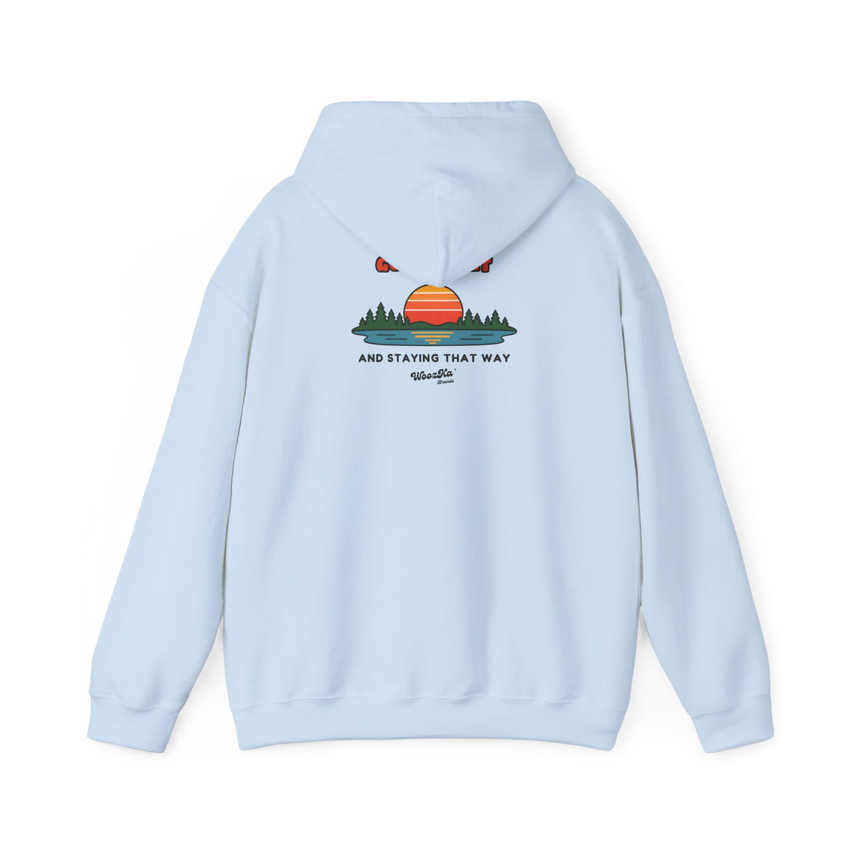 WoozKa Brands Retro Sunset Lake Hoodie, Nature Outdoors Pine Back Print