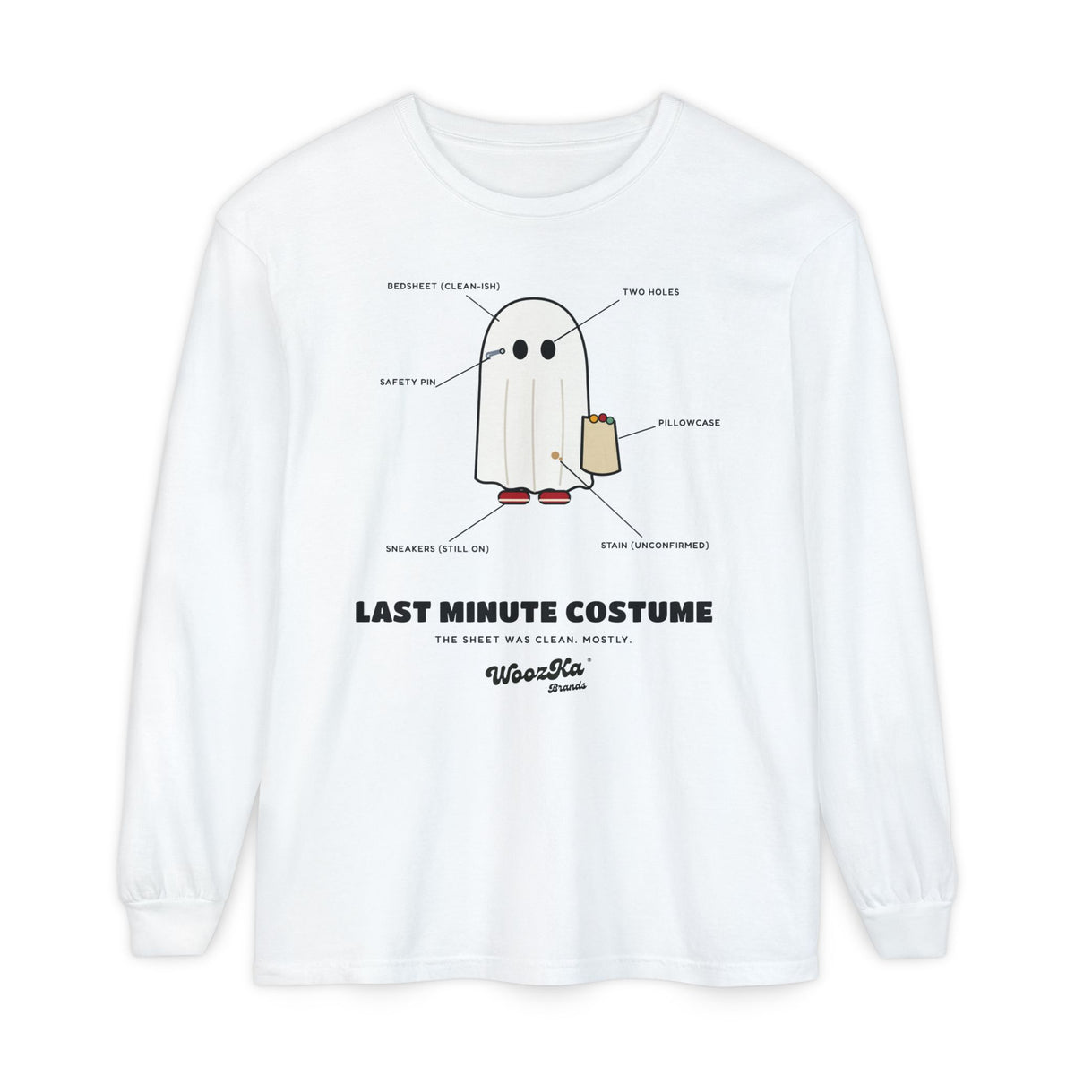 WoozKa Brands Lazy Halloween Costume Long Sleeve Tee, Front Print