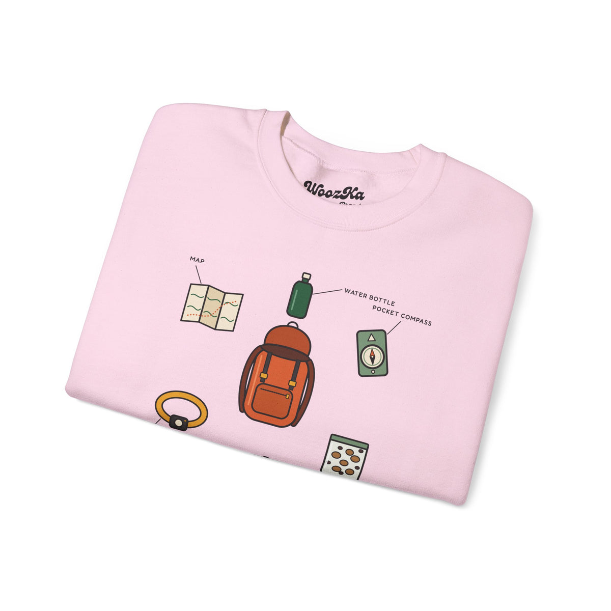 WoozKa Brands Hiking Sweatshirt, Backpacking Gear List Front Print