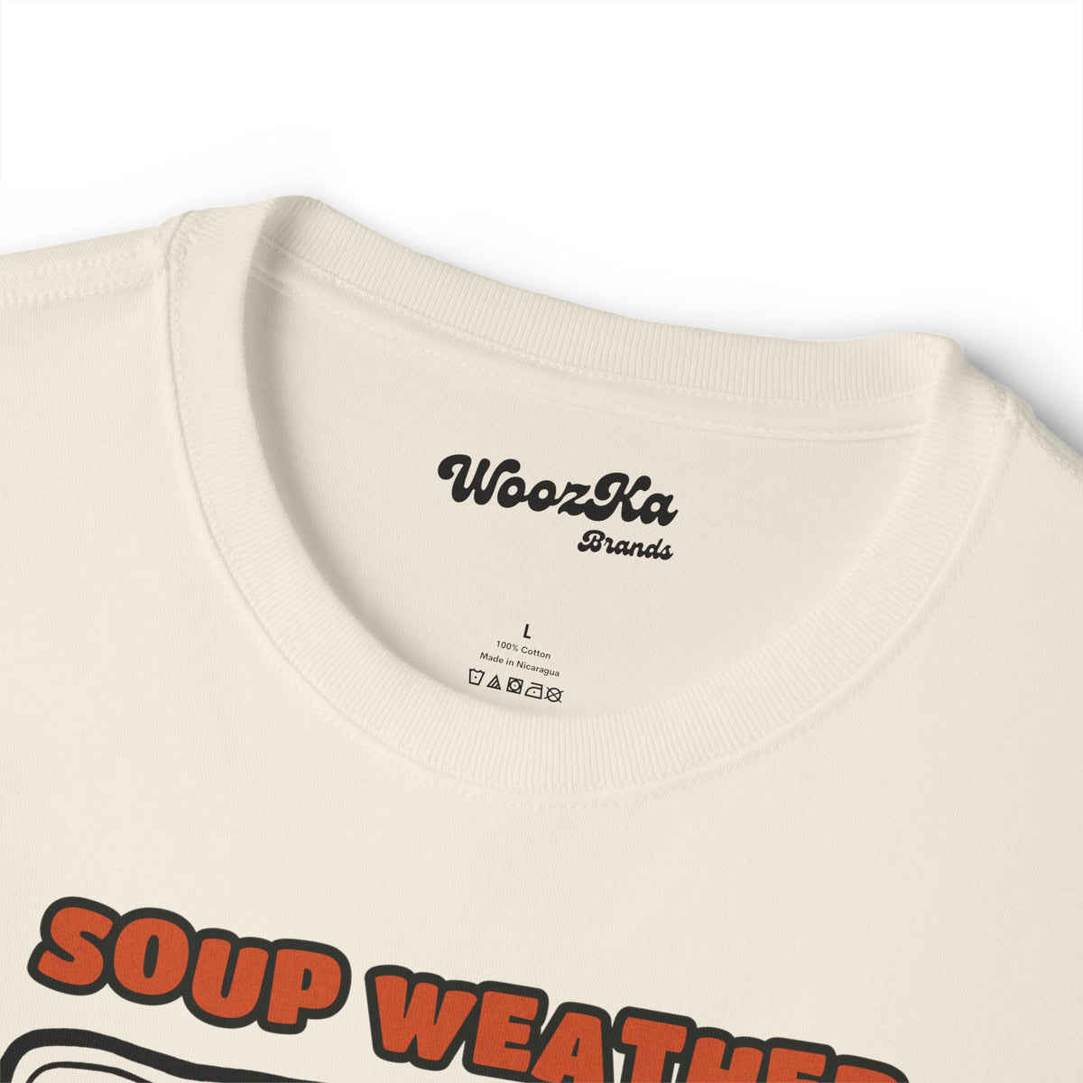 WoozKa Brands Soup Weather Bear Oversized Boxy T-Shirt, Front Graphic