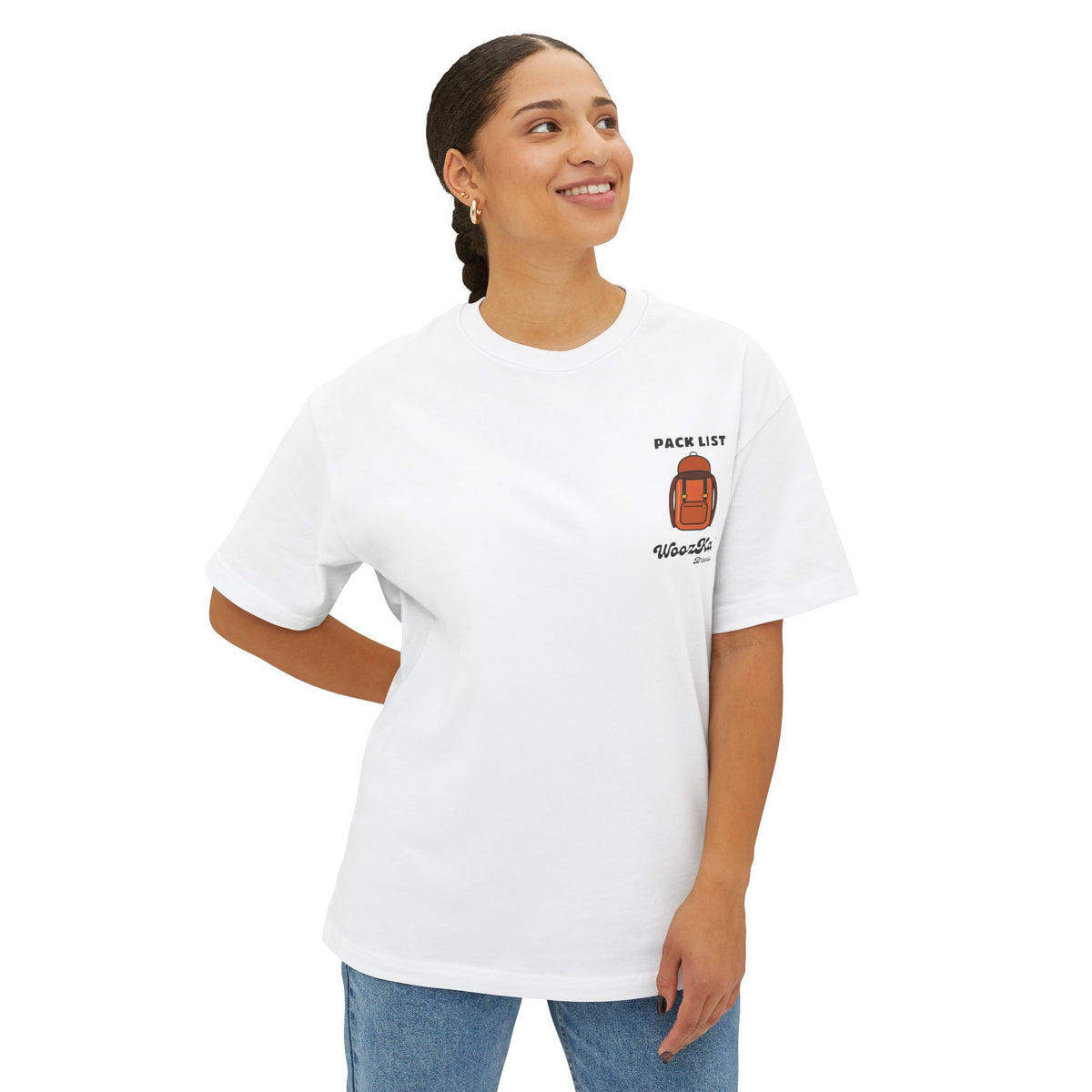 WoozKa Brands Hiking Oversized Tee, Backpacking Gear List Back Print