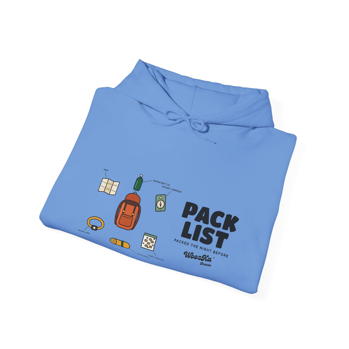 WoozKa Brands Hiking Hoodie, Backpacking Gear List Wide Front Print