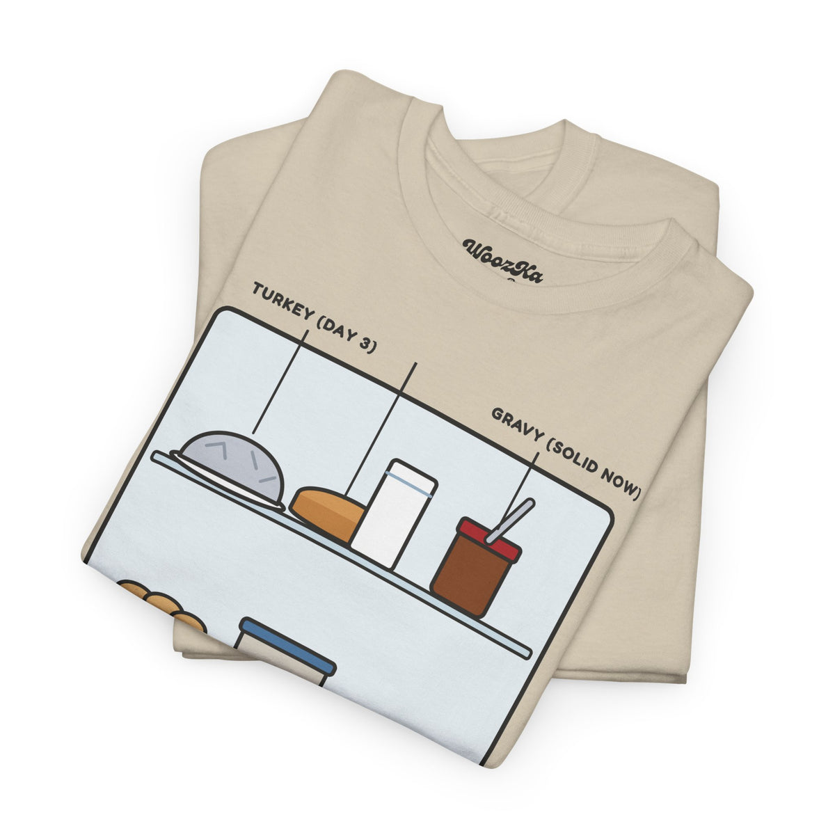 WoozKa Brands Funny Thanksgiving Leftovers T-Shirt, Turkey Pie Front Print