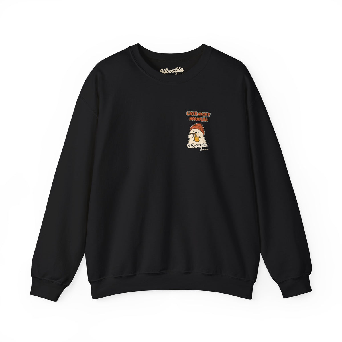 WoozKa Brands Late Night Noodles Ghost Crewneck Sweatshirt, Two-Sided