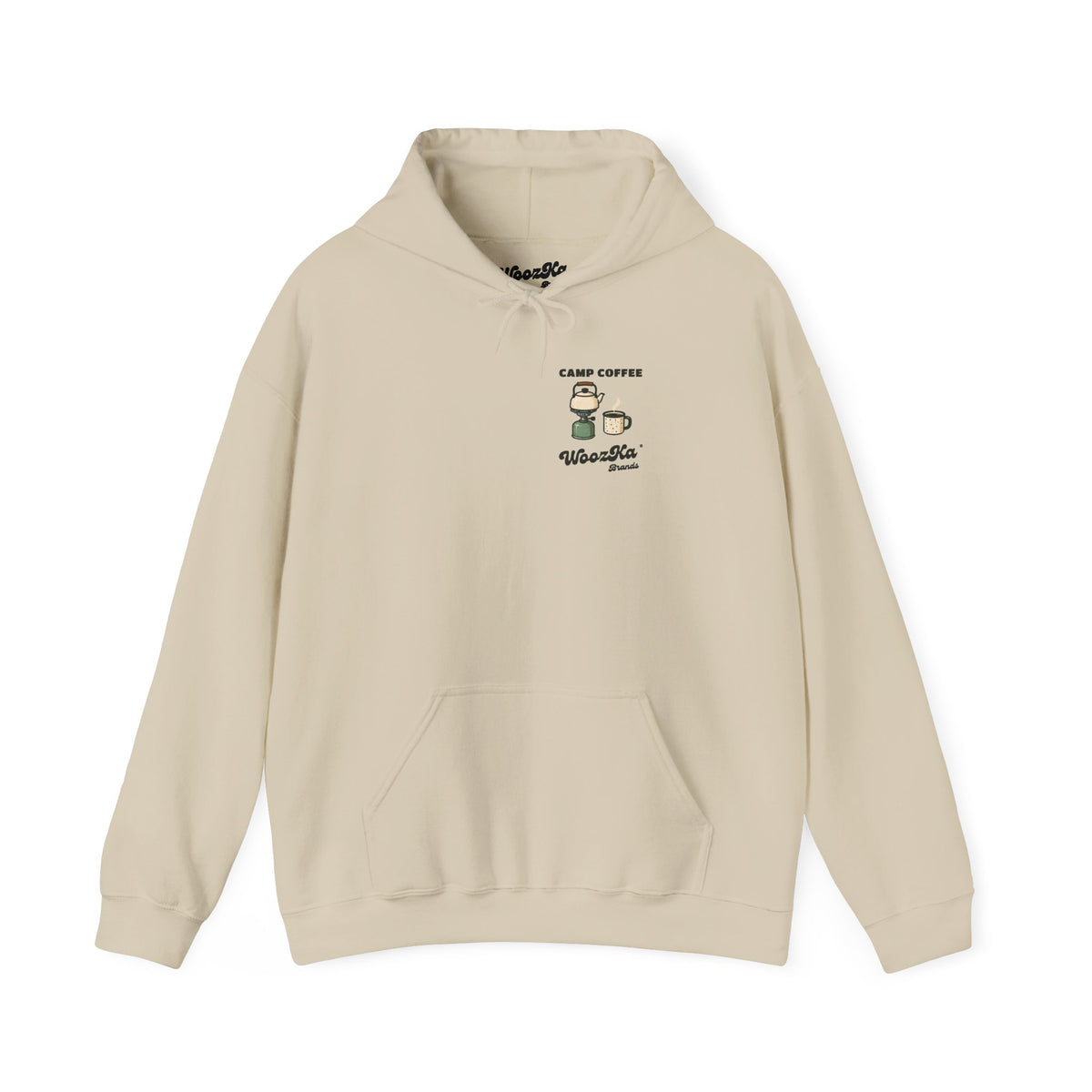 WoozKa Brands Camp Coffee Camping Hoodie, Front and Back Graphic