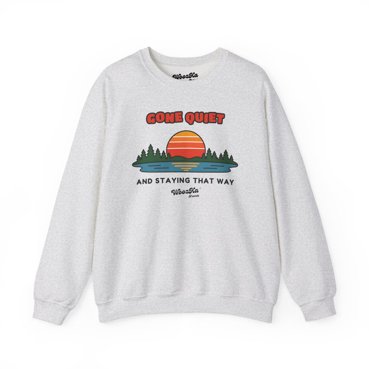 WoozKa Brands Retro Sunset Lake Sweatshirt, Nature Outdoors Front Print