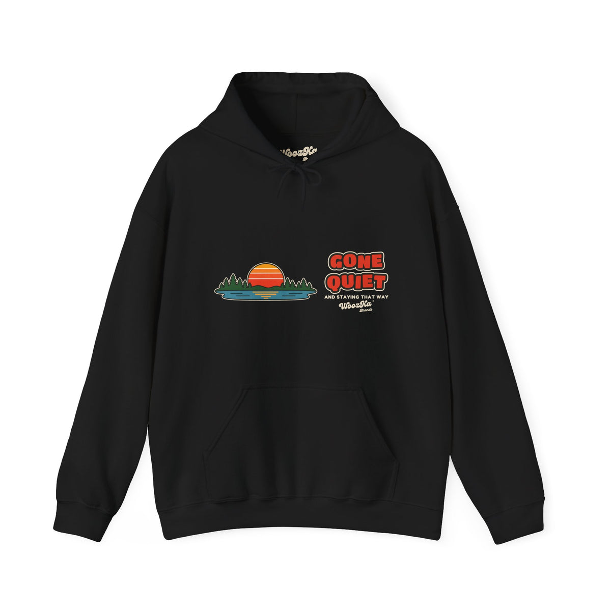 WoozKa Brands Retro Sunset Lake Hoodie, Nature Outdoors Wide Front Print