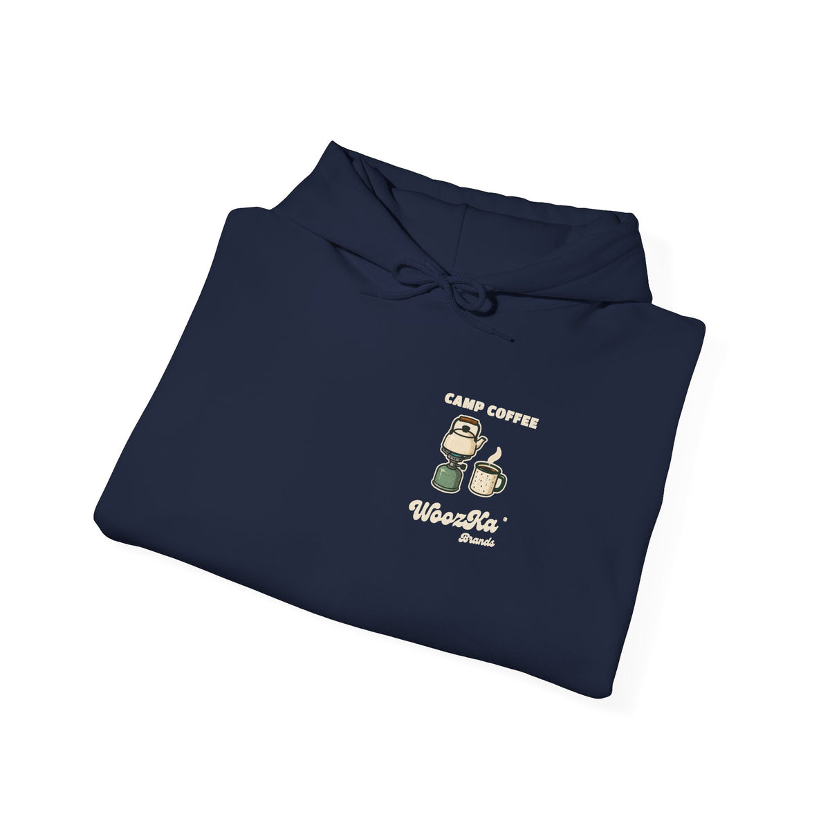 WoozKa Brands Camp Coffee Camping Hoodie, Wide Back Graphic
