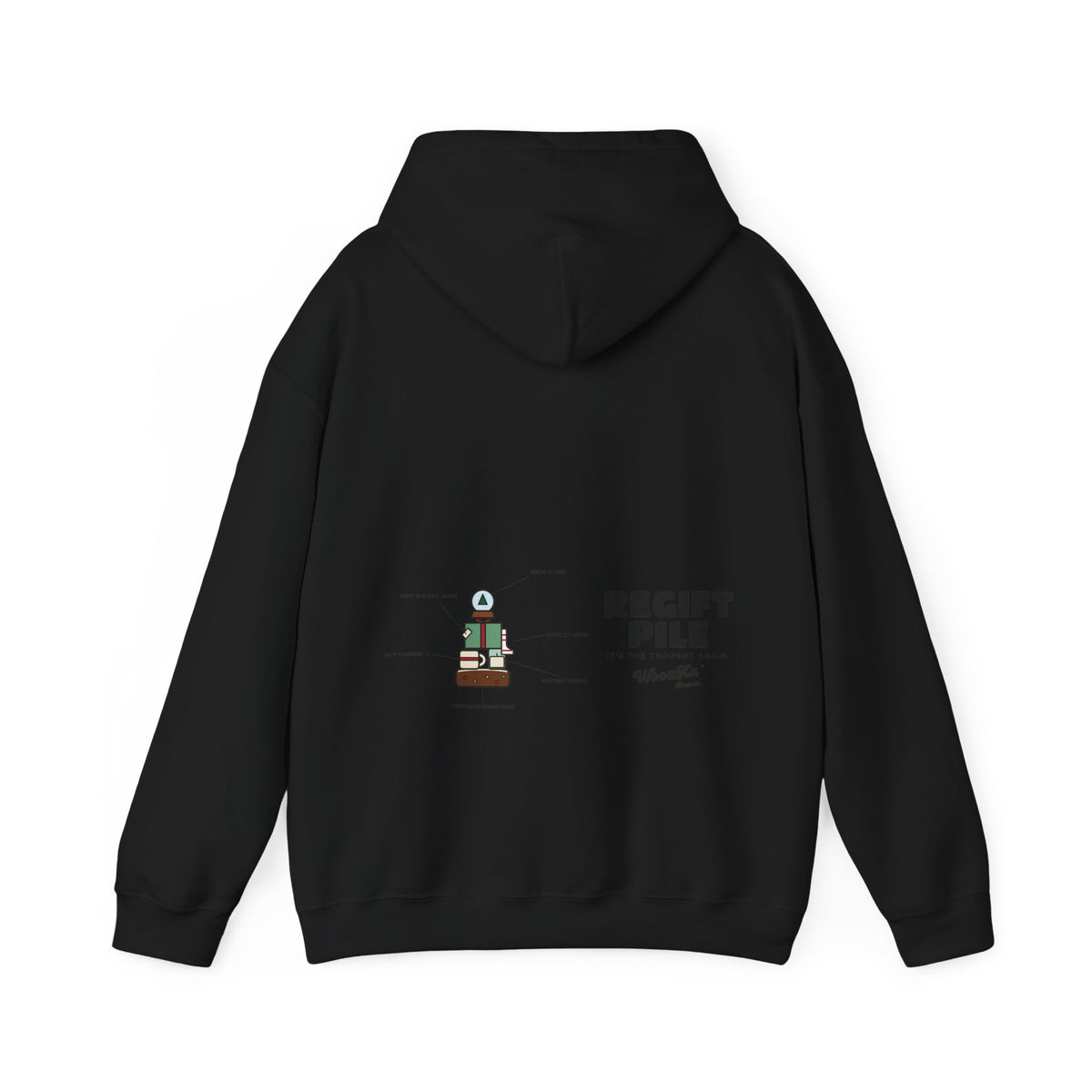 WoozKa Brands Funny Christmas Hoodie, Regift Office Party Wide Back Print
