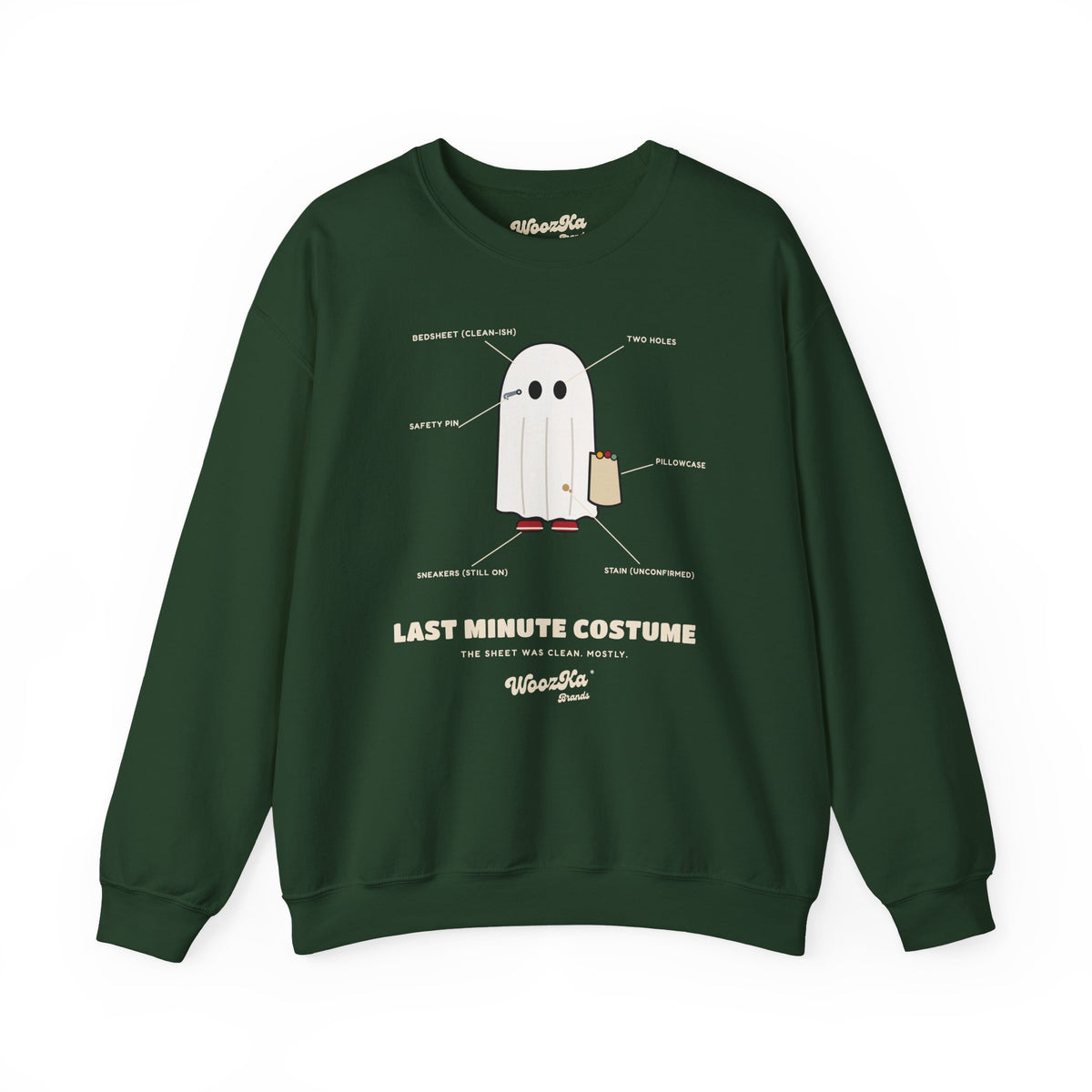 WoozKa Brands Lazy Halloween Costume Sweatshirt, Funny Ghost Front Print