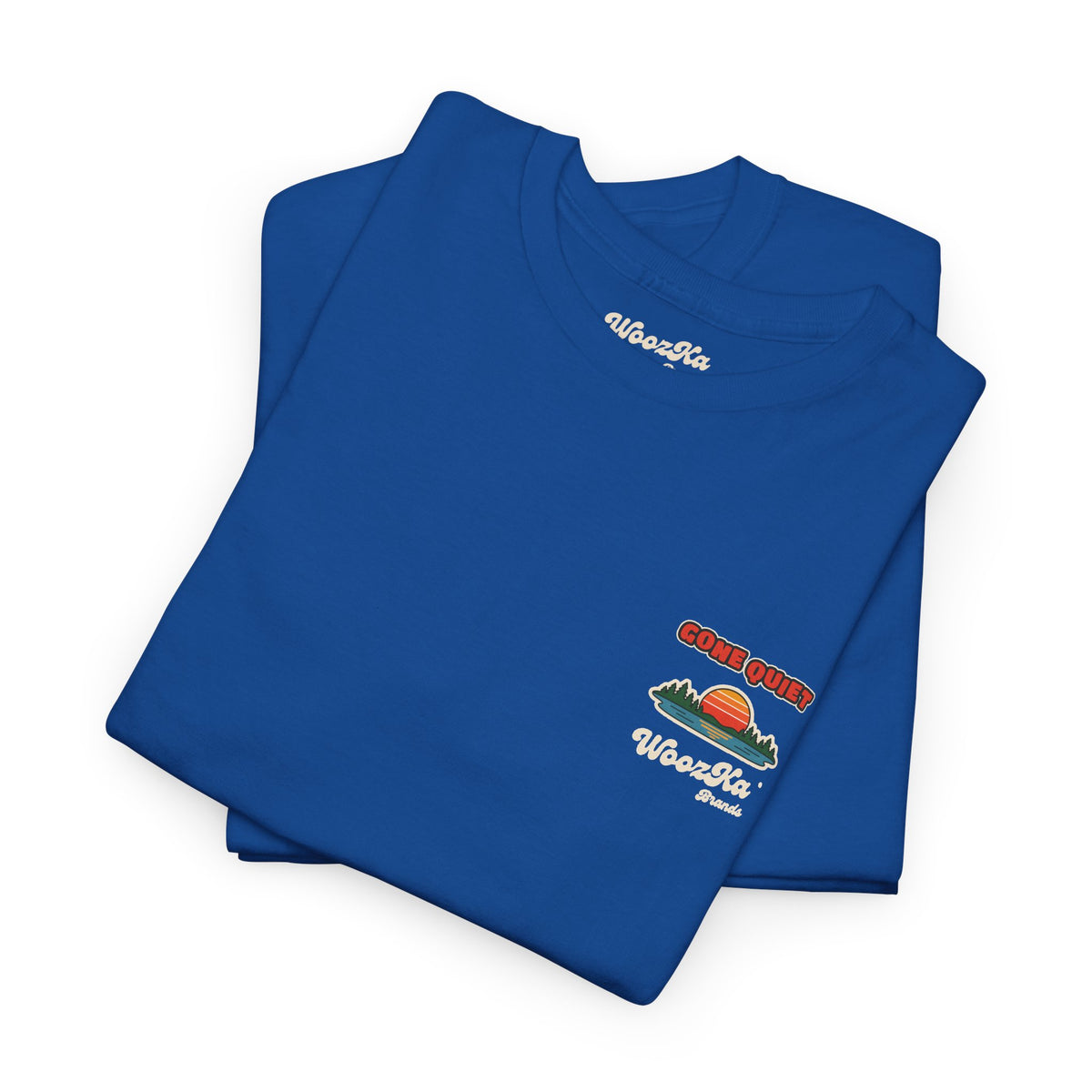 WoozKa Brands Retro Sunset Lake T-Shirt, Nature Outdoors Pine Back Print