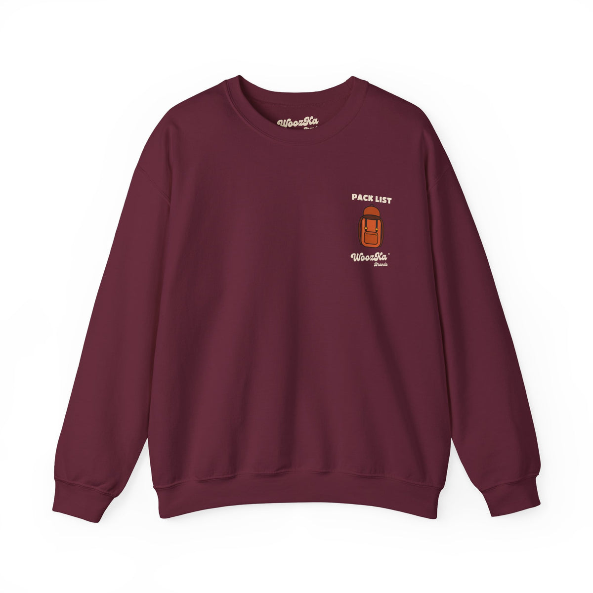 WoozKa Brands Hiking Sweatshirt, Backpacking Gear List Back Print