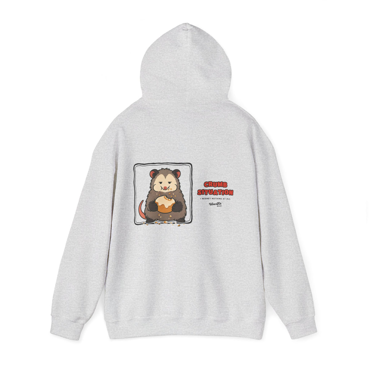 WoozKa Brands Crumb Situation Opossum Hoodie, Wide Back Graphic