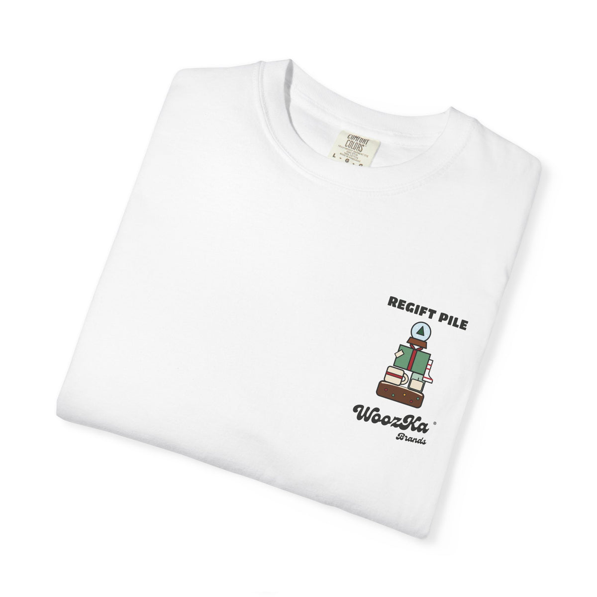 WoozKa Brands Funny Christmas Heavyweight Tee, Regift Office Back Print