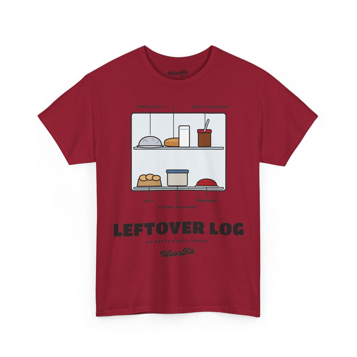 WoozKa Brands Funny Thanksgiving Leftovers T-Shirt, Turkey Pie Front Print