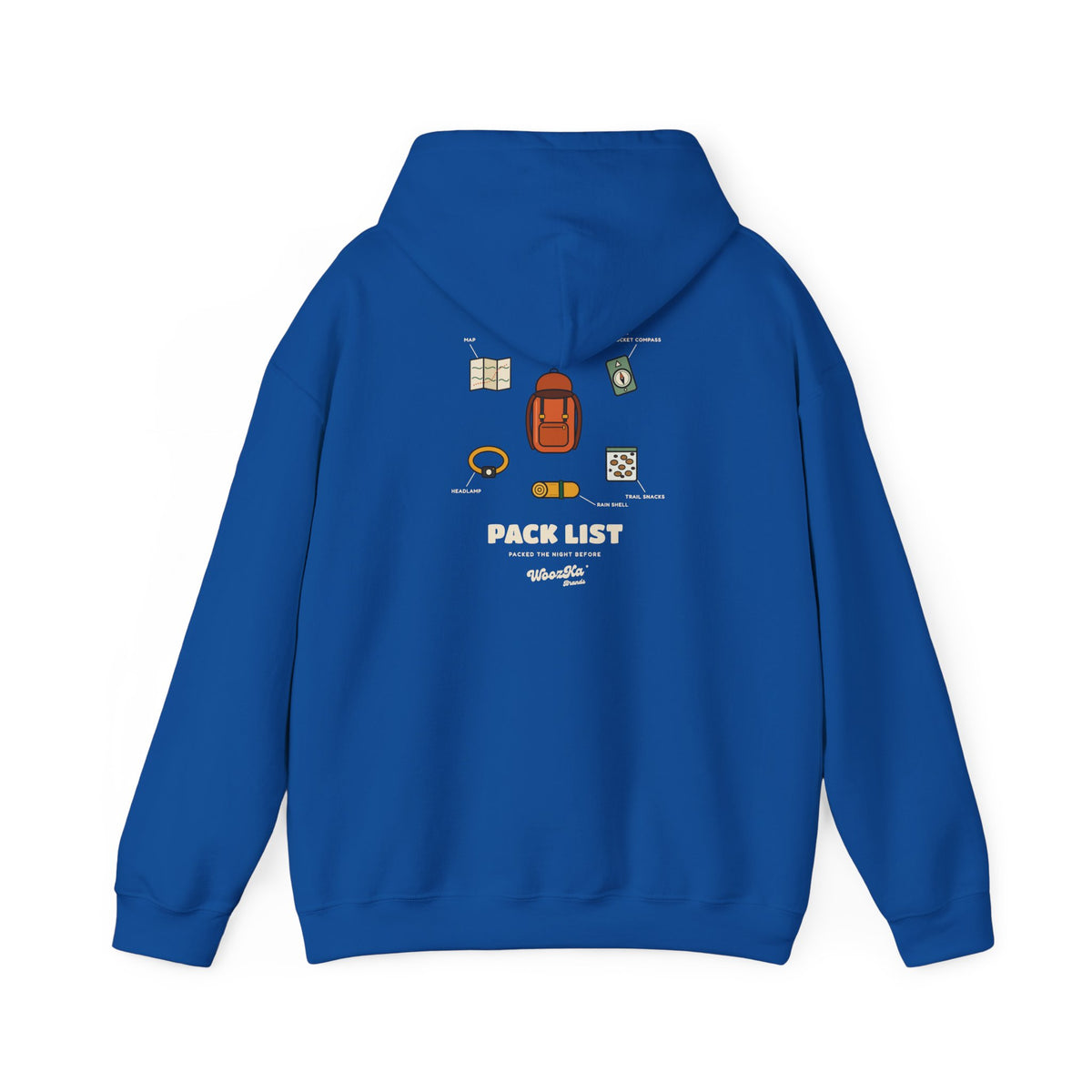 WoozKa Brands Hiking Hoodie, Backpacking Gear List Back Print