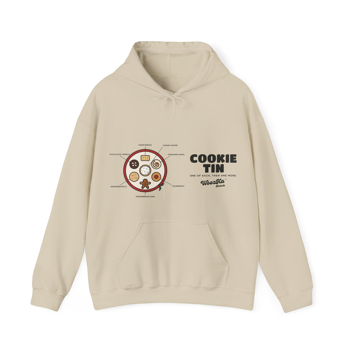 WoozKa Brands Christmas Cookie Hoodie, Holiday Baking Wide Front Print