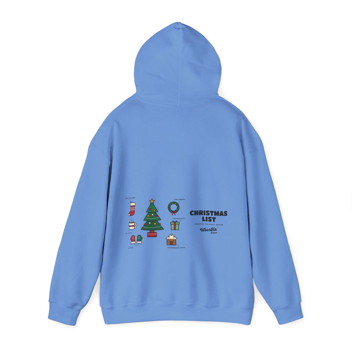 WoozKa Brands Cute Christmas Tree Hoodie, Holiday List Wide Back Print