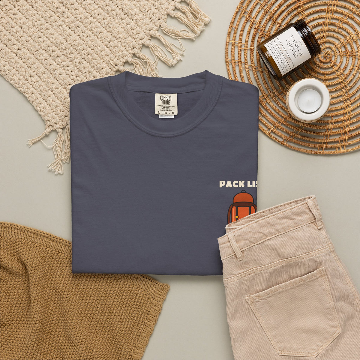 WoozKa Brands Hiking Heavyweight Tee, Backpacking Gear List Back Print
