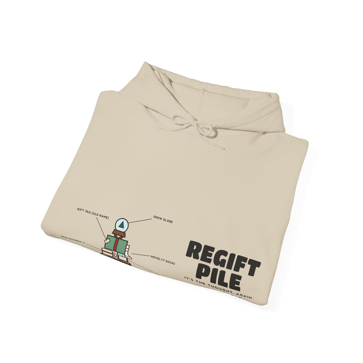 WoozKa Brands Funny Christmas Hoodie, Regift Office Party Wide Front Print