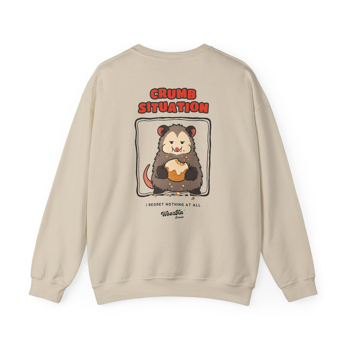 WoozKa Brands Crumb Situation Opossum Crewneck Sweatshirt, Two-Sided