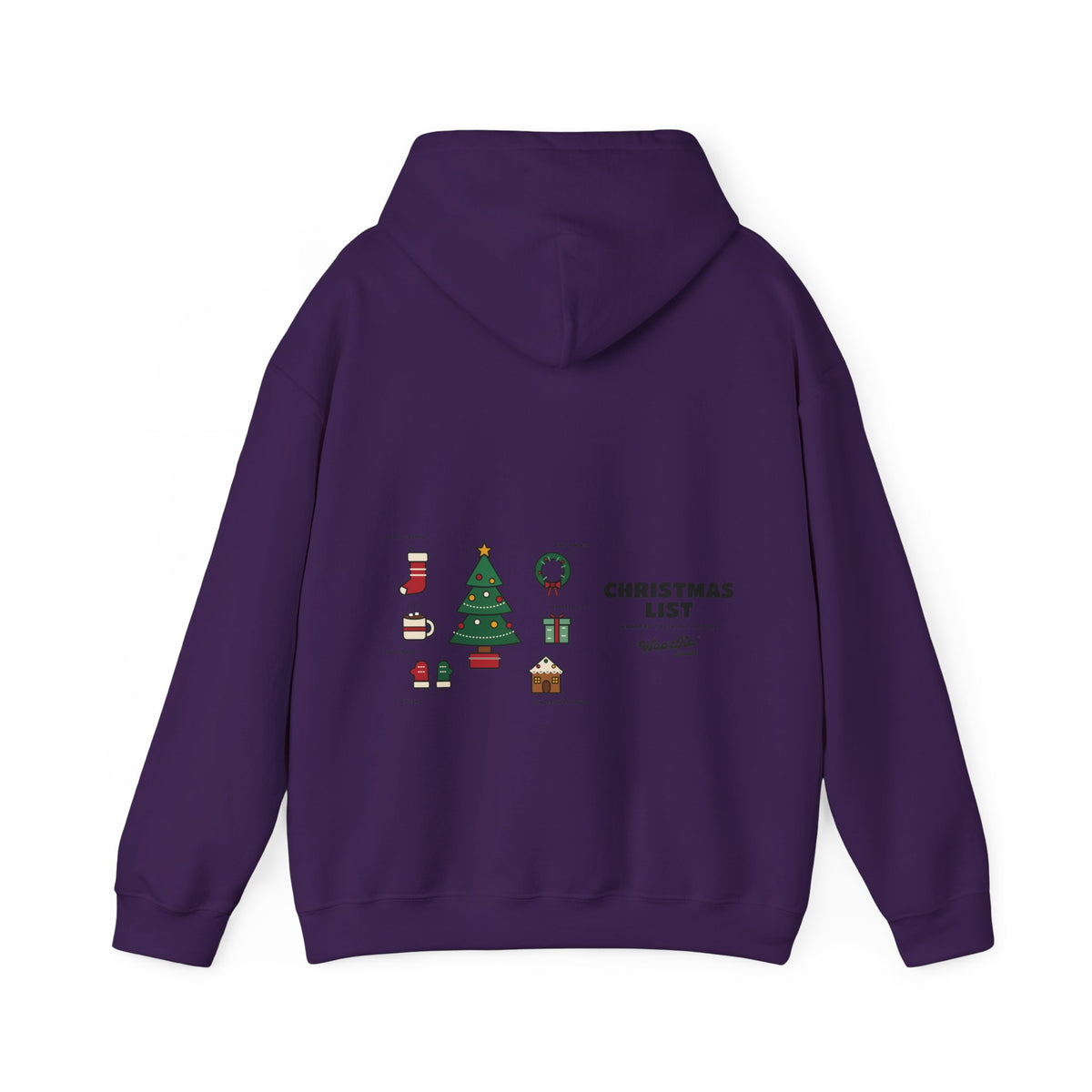 WoozKa Brands Cute Christmas Tree Hoodie, Holiday List Wide Back Print