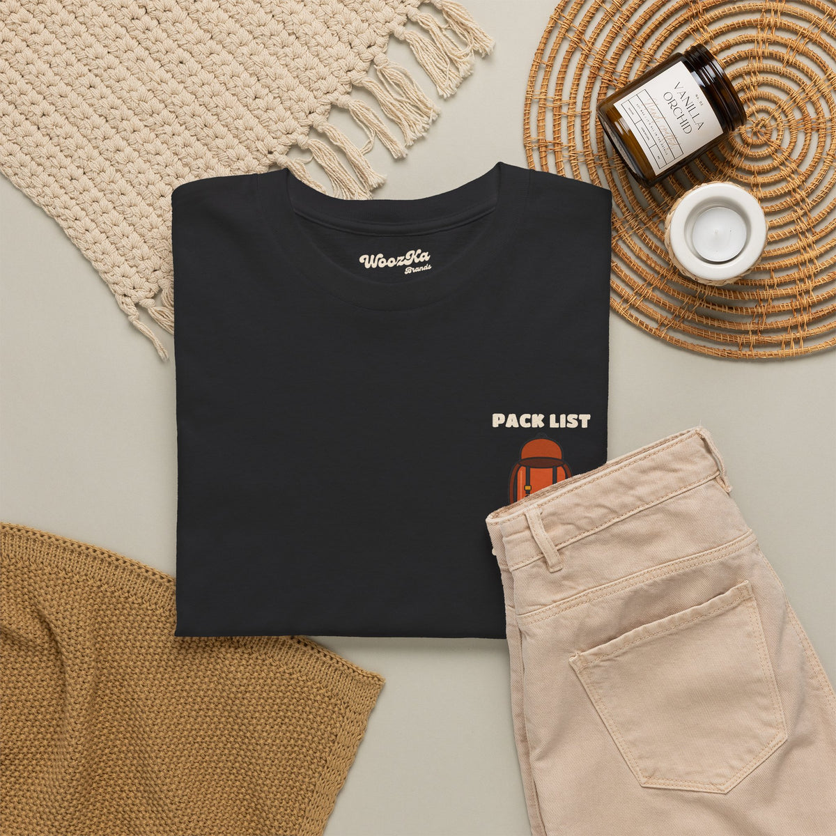WoozKa Brands Hiking T-Shirt, Backpacking Gear List Back Print