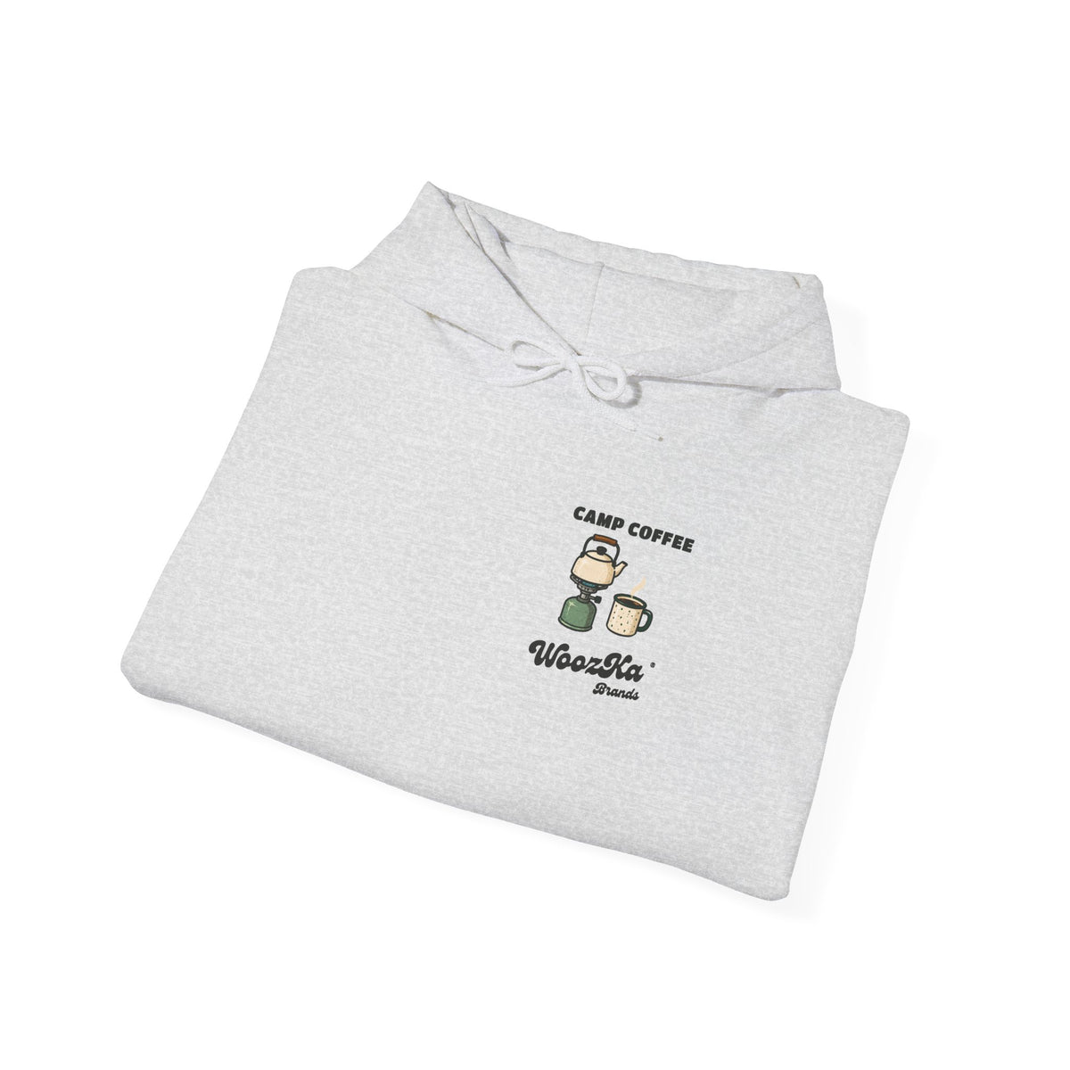 WoozKa Brands Camp Coffee Camping Hoodie, Front and Back Graphic